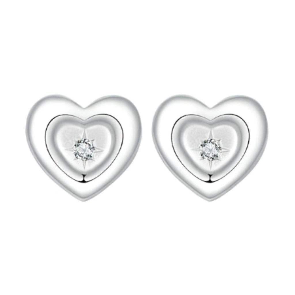 CR Charms Aretes Corazones Centellantes, Plata 925