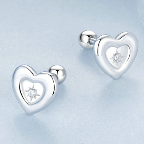 CR Charms Aretes Corazones Centellantes, Plata 925