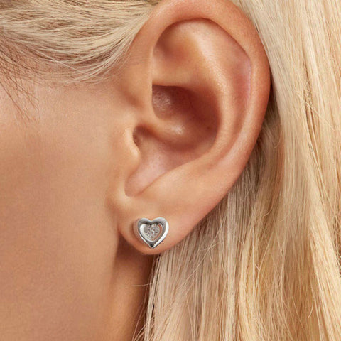 CR Charms Aretes Corazones Centellantes, Plata 925