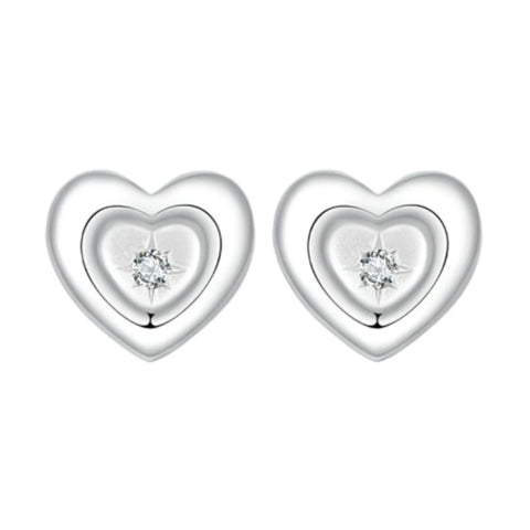 CR Charms Aretes Corazones Centellantes, Plata 925