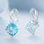 CR Charms Aretes Cristales Azul Turquesa, Plata 925