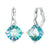 CR Charms Aretes Cristales Azul Turquesa, Plata 925