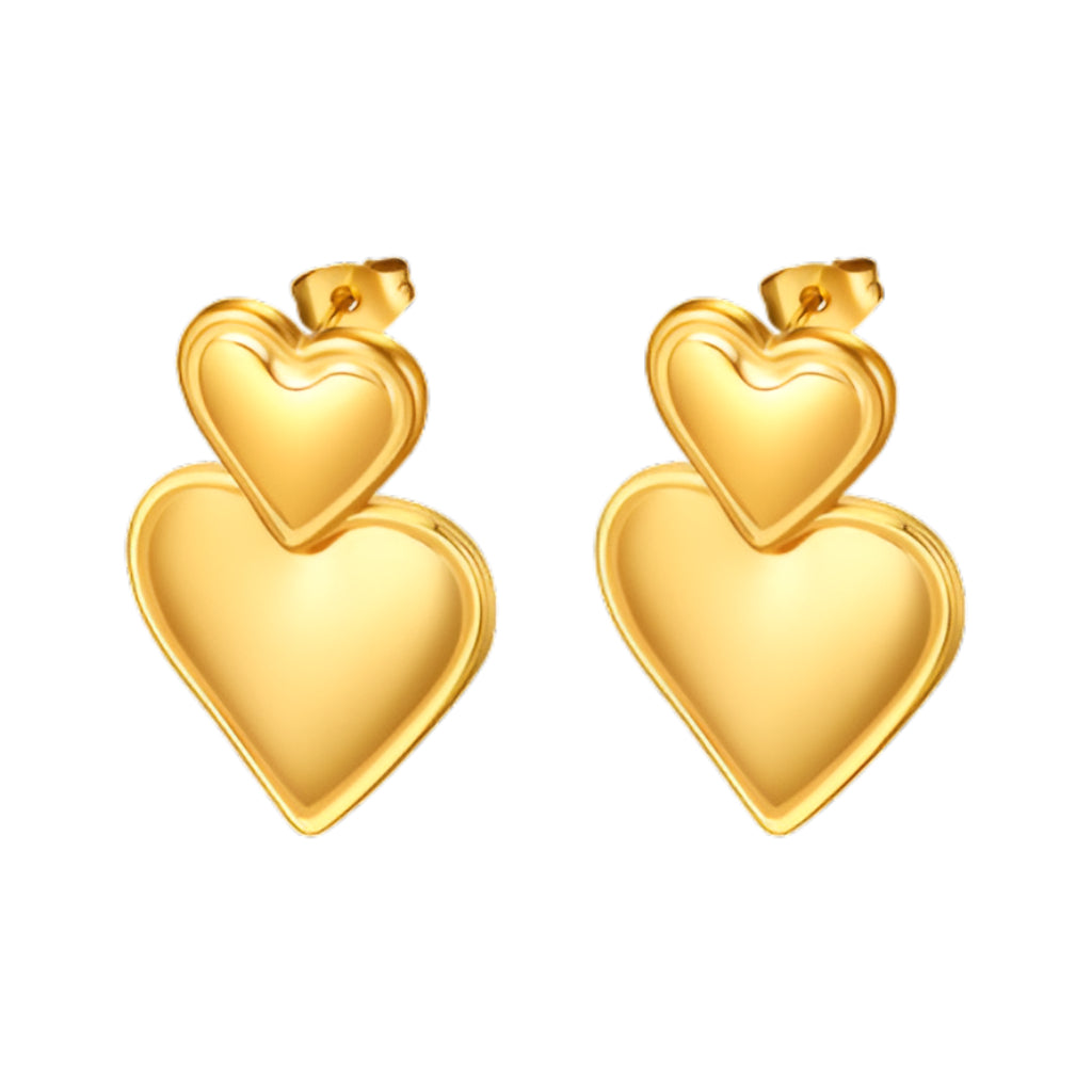 CR Charms Aretes Duo Corazones, Acero