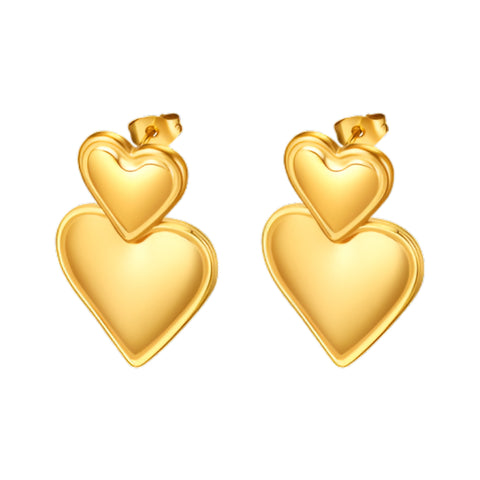 CR Charms Aretes Duo Corazones, Acero