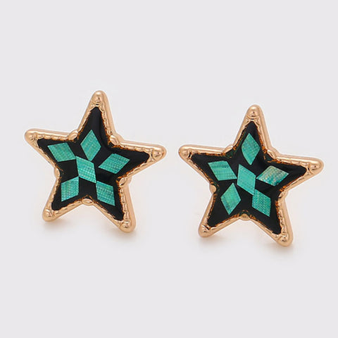 CR Charms Aretes Estrellas Esmeralda, Alloy