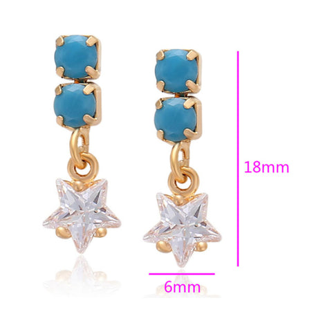 CR Charms Aretes Estrellas Turquesas, Alloy