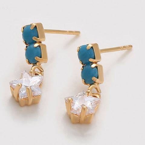 CR Charms Aretes Estrellas Turquesas, Alloy