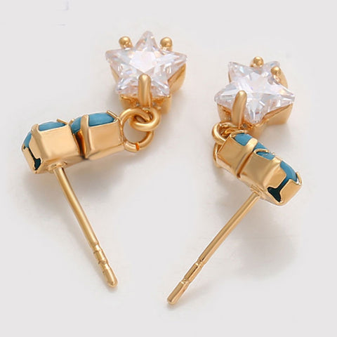 CR Charms Aretes Estrellas Turquesas, Alloy