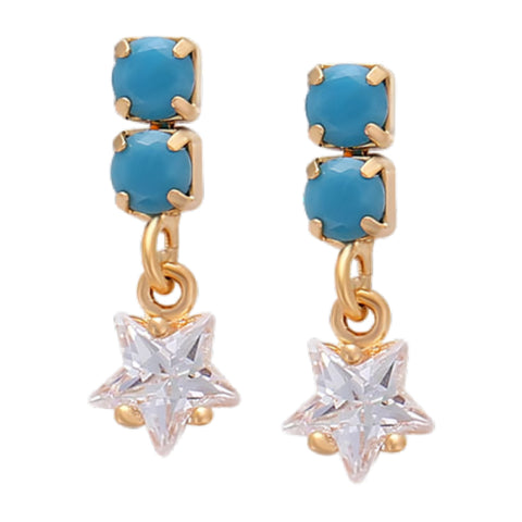 CR Charms Aretes Estrellas Turquesas, Alloy