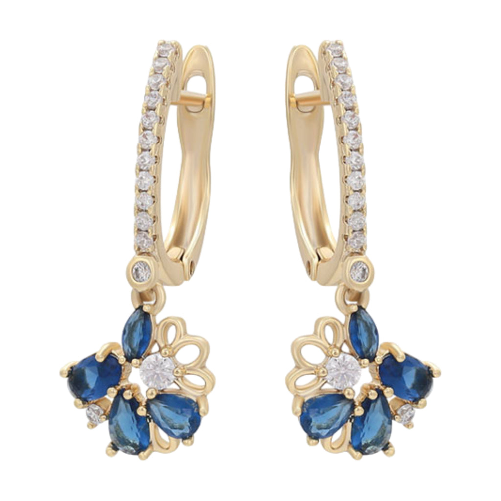 CR Charms Aretes Flor de Zafiro, Alloy