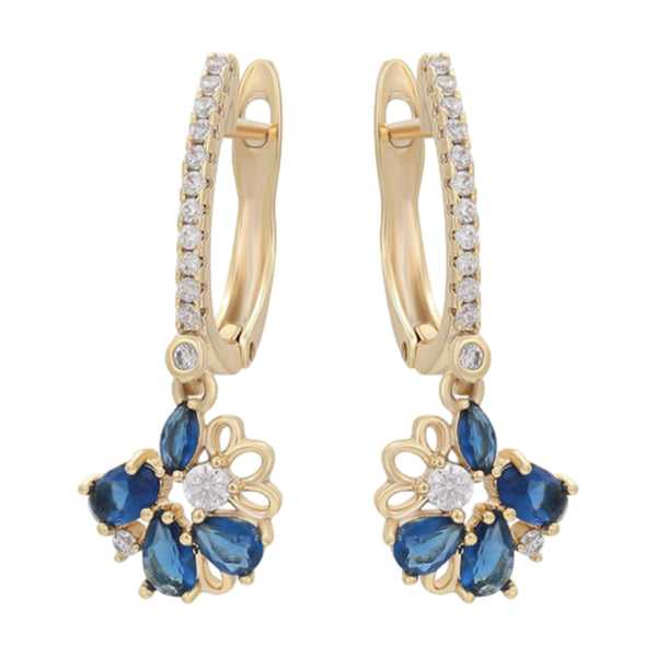 CR Charms Aretes Flor de Zafiro, Alloy