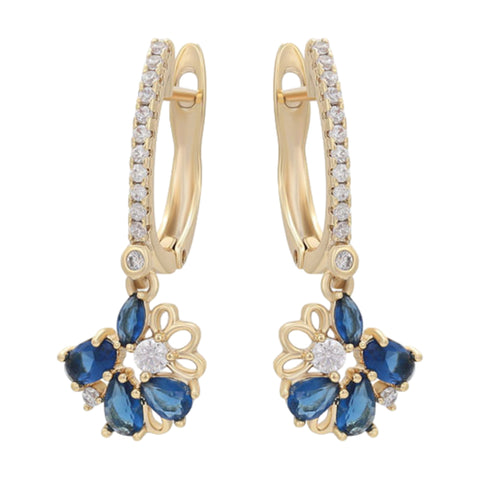 CR Charms Aretes Flor de Zafiro, Alloy