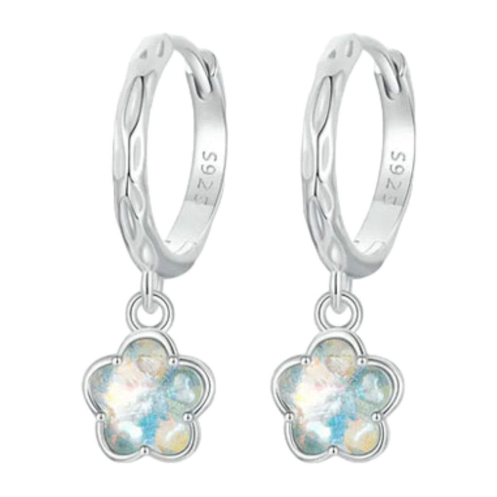 CR Charms Aretes Florecitas Luminosas, Plata 925