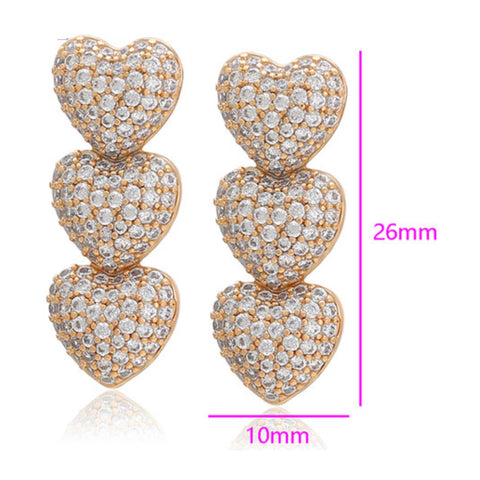 CR Charms Aretes Hilera de Corazones, Alloy