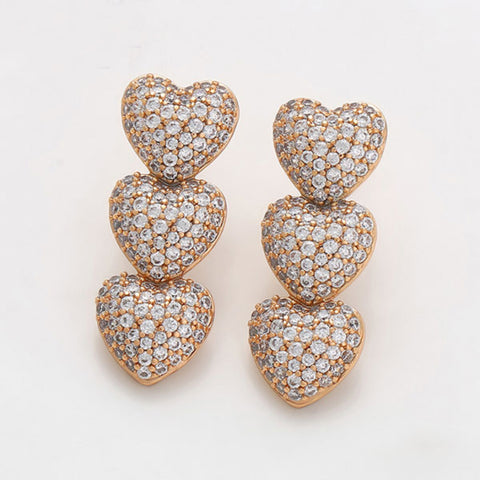 CR Charms Aretes Hilera de Corazones, Alloy