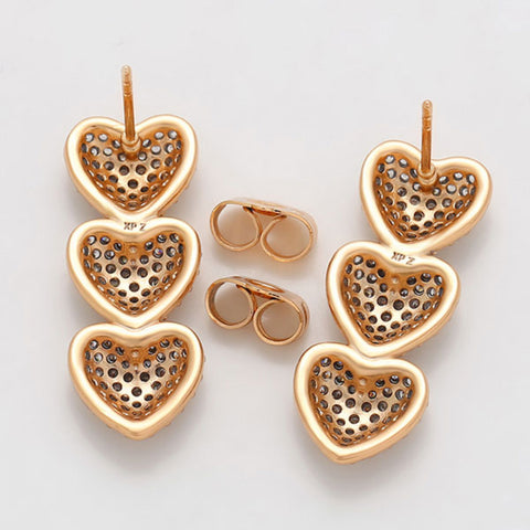 CR Charms Aretes Hilera de Corazones, Alloy