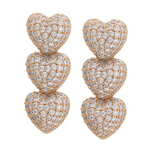 CR Charms Aretes Hilera de Corazones, Alloy