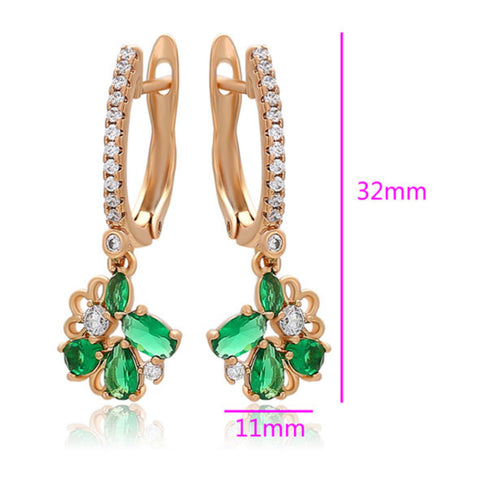 CR Charms Aretes Hojas de Esmeralda, Alloy