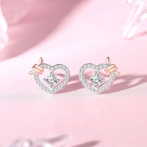 CR Charms Aretes Lazos Del Corazón Brillante