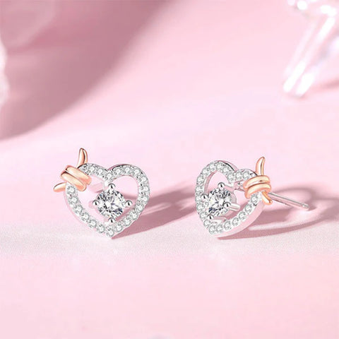 CR Charms Aretes Lazos Del Corazón Brillante