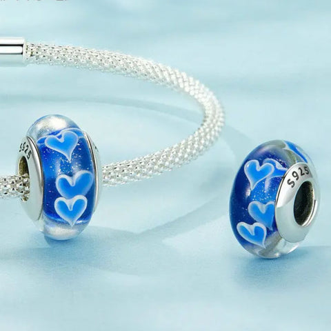 CR Charms Charm Murano Corazones Marinos, Plata 925