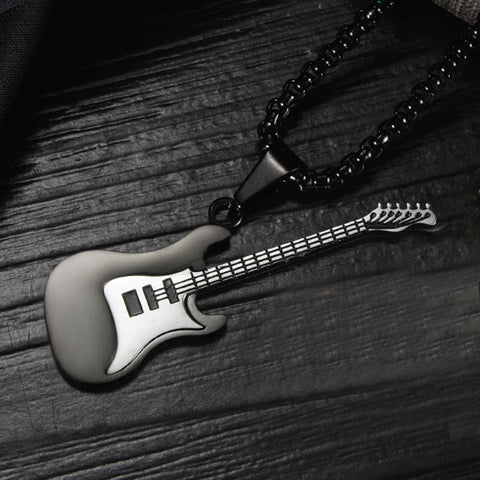 CR Charms Collar Guitarra Rockera, Acero