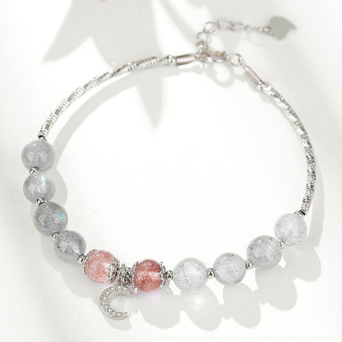 CR Charms Pulsera Ajustable Brillo Lunar, Plata 925