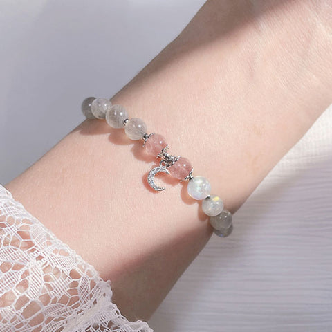 CR Charms Pulsera Ajustable Brillo Lunar, Plata 925