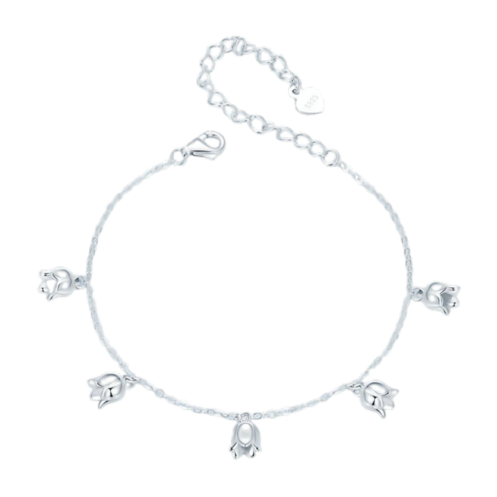 CR Charms Pulsera Ajustable Lirios Del Valle, Plata 925