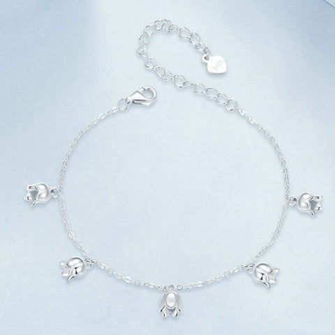 CR Charms Pulsera Ajustable Lirios Del Valle, Plata 925