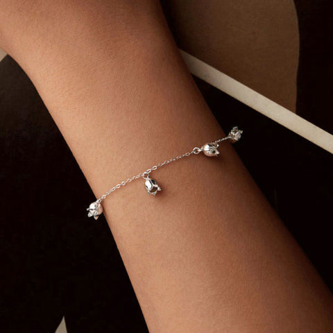 CR Charms Pulsera Ajustable Lirios Del Valle, Plata 925