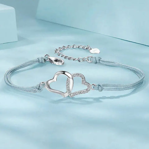 CR Charms Pulsera Ajustable Unión de Amor, Plata 925