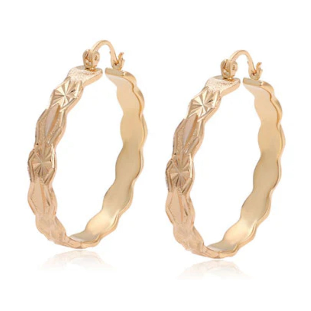 CR Charms Aretes Argollas Elegancia Dorada, Alloy