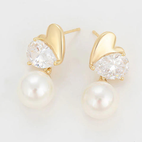 CR Charms Aretes Elegancia de Perla, Alloy