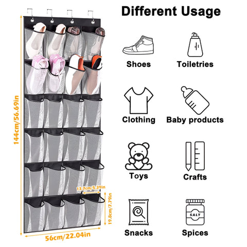 Miomu Organizador Colgante de Zapatos para Puerta, 24 Pares