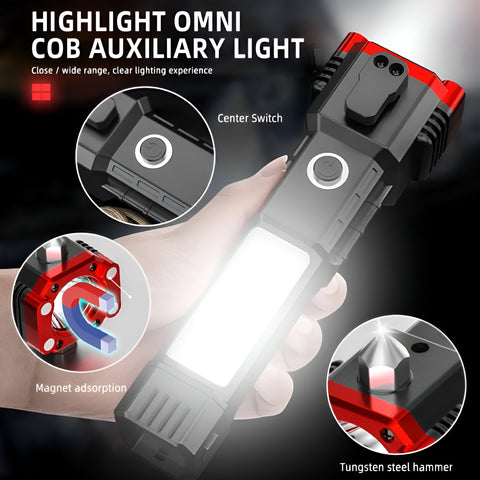 Miomu Linterna Led de Seguridad, Diseño Martillo 3 en 1