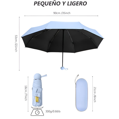 Miomu Sombrilla Portátil UPF50+, Diseño Capsula