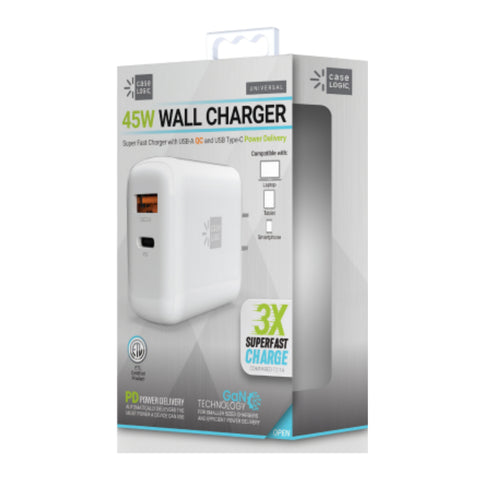 Case Logic Cargador de Pared Dual USB 65W BoostCharge, CL-PD-W6-105-WT