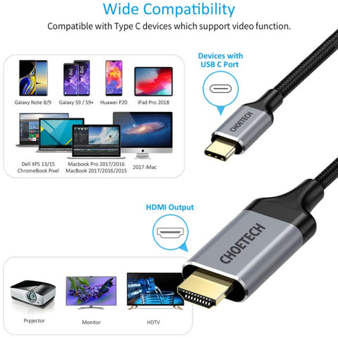 Choetech Cable HDMI a USB-C 2mts, CH0021