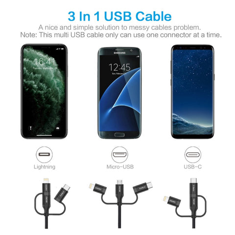 Choetech Cable USB a MicroUSB/Lightning/USB-C (LP0030)