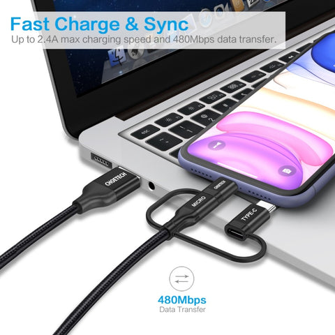 Choetech Cable USB a MicroUSB/Lightning/USB-C (LP0030)