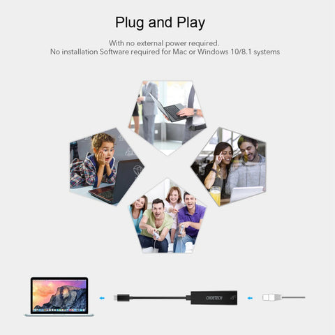 Choetech Hub Adaptador USB C Macho a Ethernet Rj45, Hub-r01