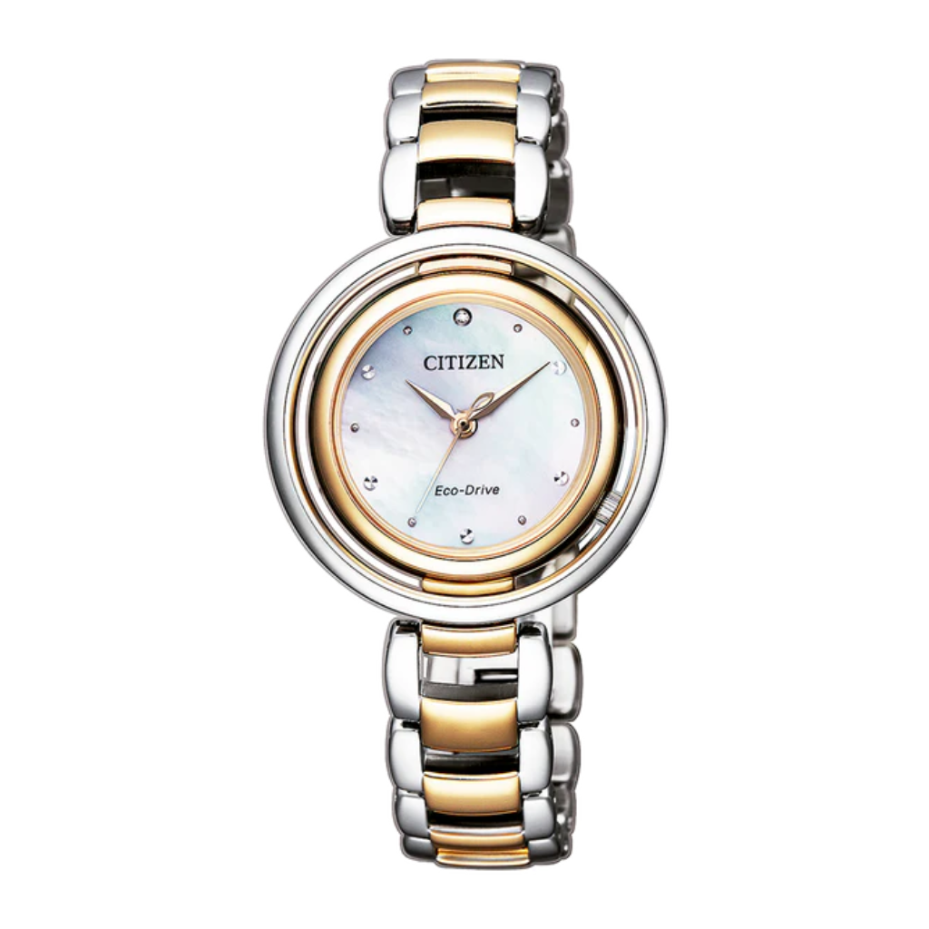 Citizen Reloj Analógico de Acero Inoxidable Eco Drive para Mujer, EM-066689D