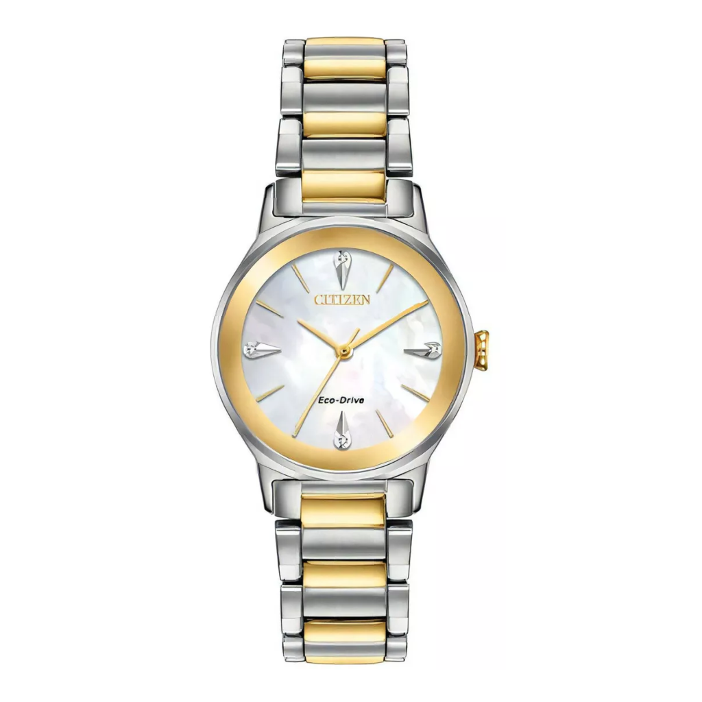 Citizen Reloj Analógico de Acero Inoxidable Eco Drive para Mujer, EM-073456D