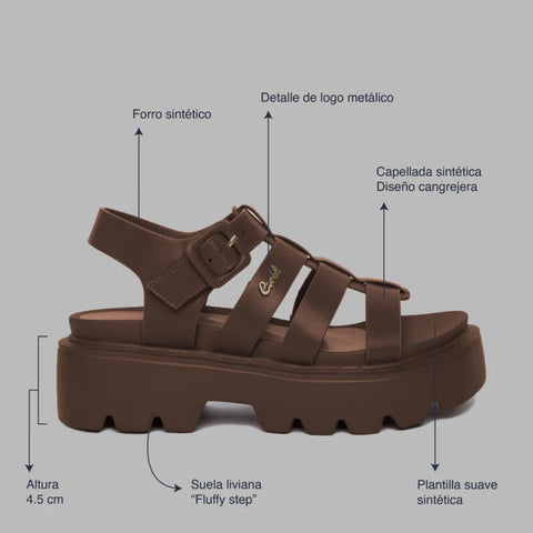 Coral Sandalias Casuales Cleopatra 4 para Mujer, Café