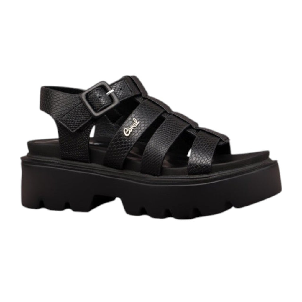 Coral Sandalias Casuales Cleopatra 4 para Mujer, Negro