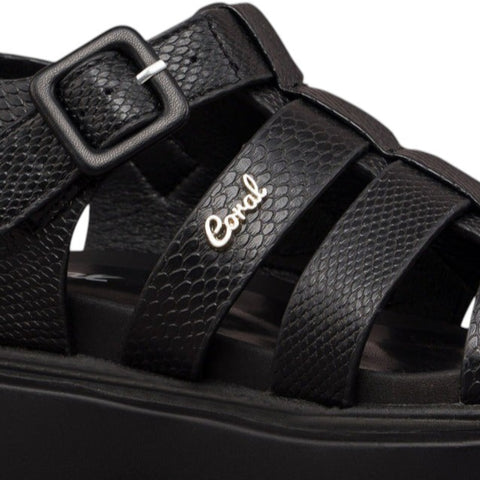 Coral Sandalias Casuales Cleopatra 4 para Mujer, Negro