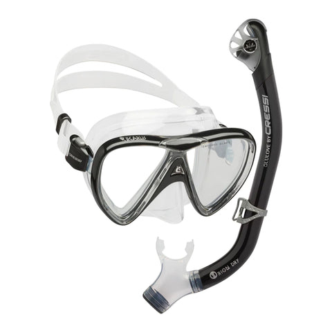 Cressi Set Gafas para Snorkeling Ikarus & Orion Dry para Adulto, 2 Piezas