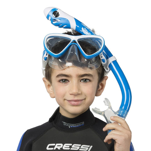 Cressi Set de Snorkeling Pegaso & Iguana Dry para Niño, 2 Piezas