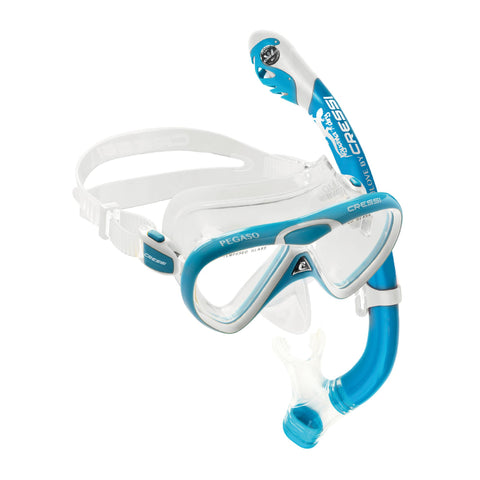 Cressi Set de Snorkeling Pegaso & Iguana Dry para Niño, 2 Piezas